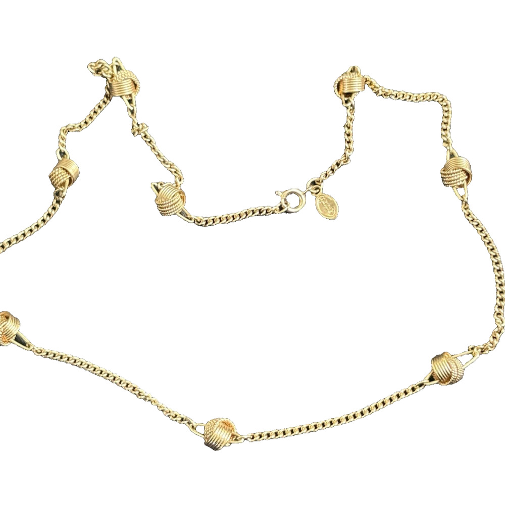 Vintage AVON Gold Tone Station Necklace Endless Knot Station Chain Necklace